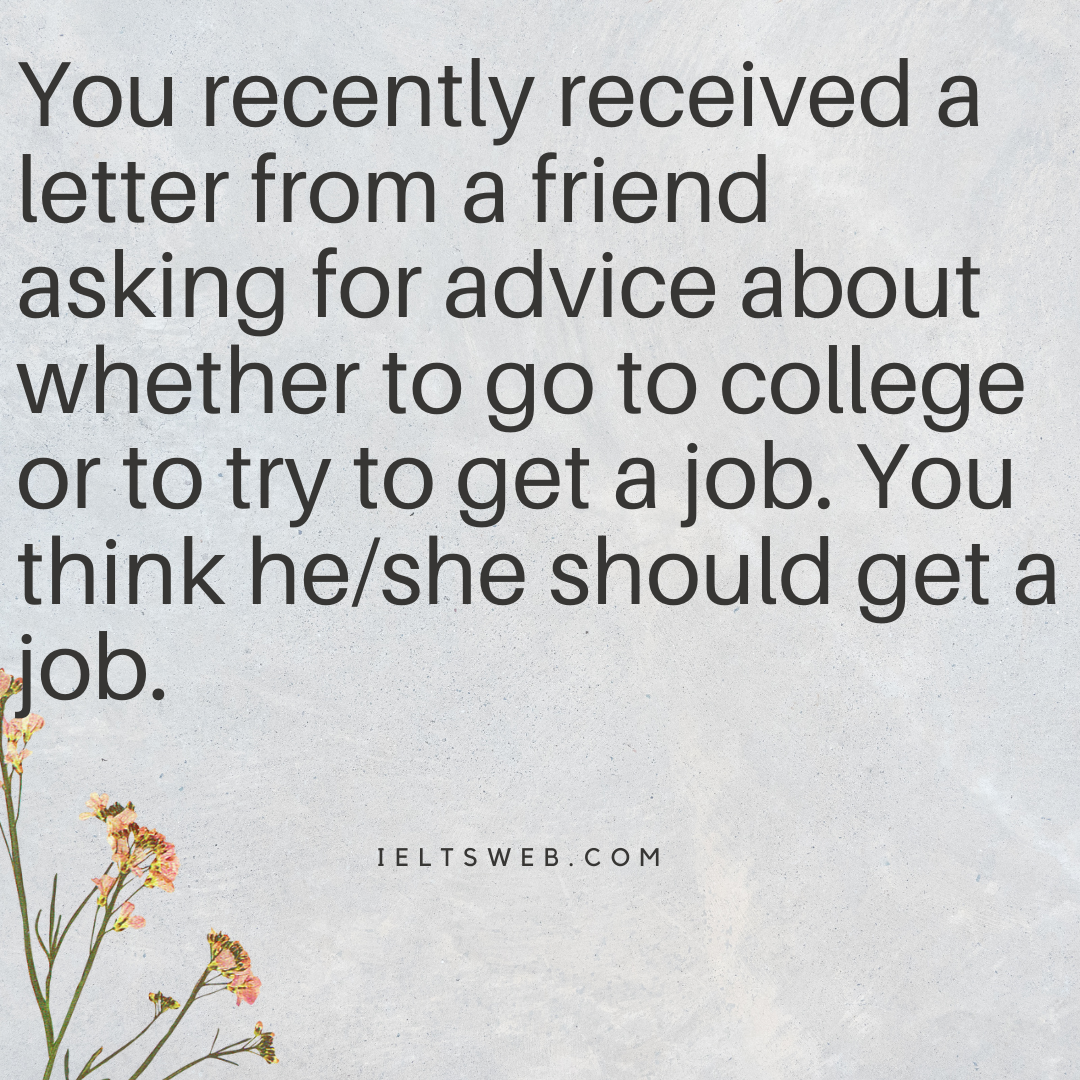 You are going to another country to study. You would like to do a part-time job while you are studying, so you want to ask a friend who lives there for some help.
